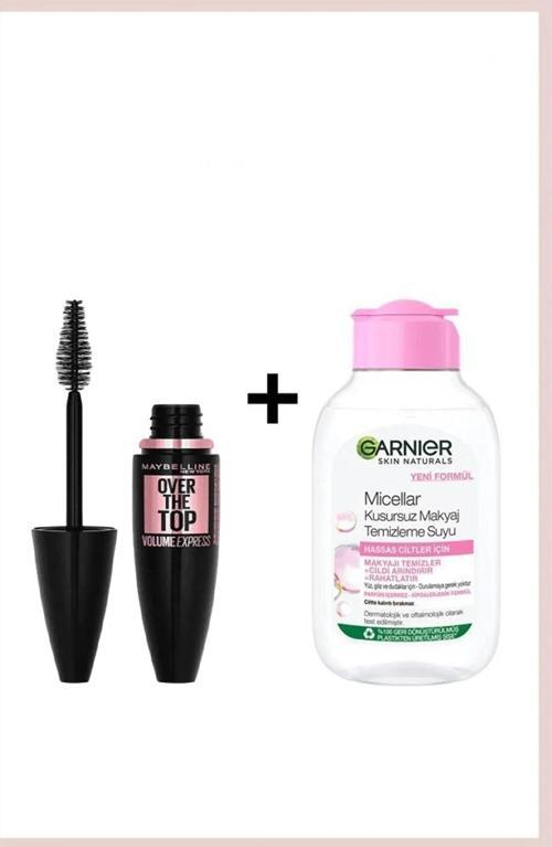 Garnier Volume Express Over The Top Siyah Maskara & Garnier Micellar Makyaj Temizleme Suyu 100
