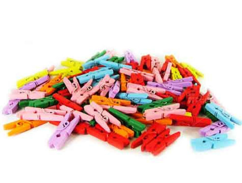 Renkli Mini Ahşap Mandal (100'lü Paket) - Scrapbooking ve Dekorasyon