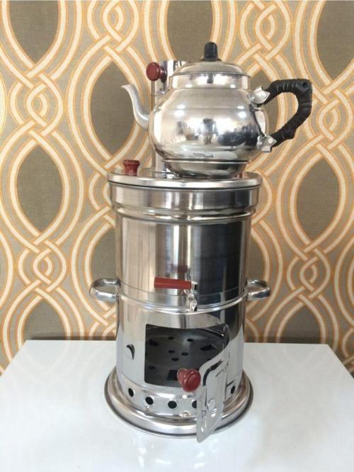 Sobapark Semaver 3.5'litre + Demlik 1 Litre Çelik Odunlu Semaver