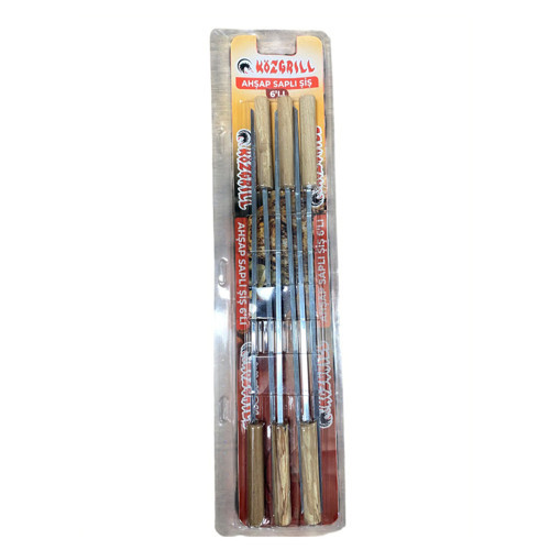 Közgrill Ahşap Saplı Şiş 6'lı Blister Ambalaj (4'li Paket)