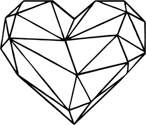 Geometrik Kalp Sticker (Oto-Motor-Laptop-Duvar-Dekor) 20 x 18 cm
