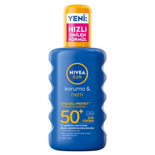 NIVEA SUN SPF 50+ Yüksek Güneş Koruyucu ve Nemlendirici Vücut Spreyi 200 Ml