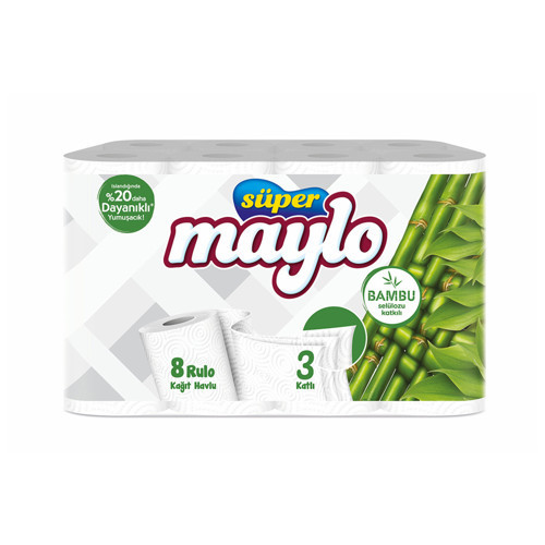 Süper Maylo Bambu Katkılı Kağıt Havlu 8'li (6'li Paket)