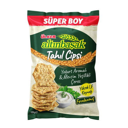 Ülker Altınbaşak Yoğurtlu & Mevsim Yeşillikli Tahıl Cipsi 120 G (8'li Paket)