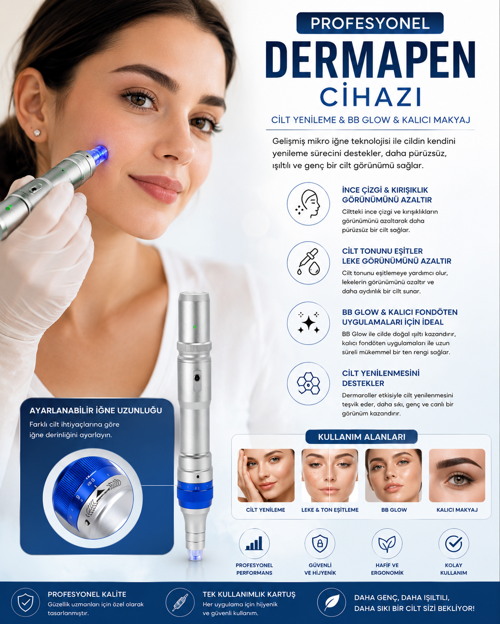 Profesyonel Dermapen Cihazı – BB Glow, Kalıcı Makyaj ve Cilt Yenileme