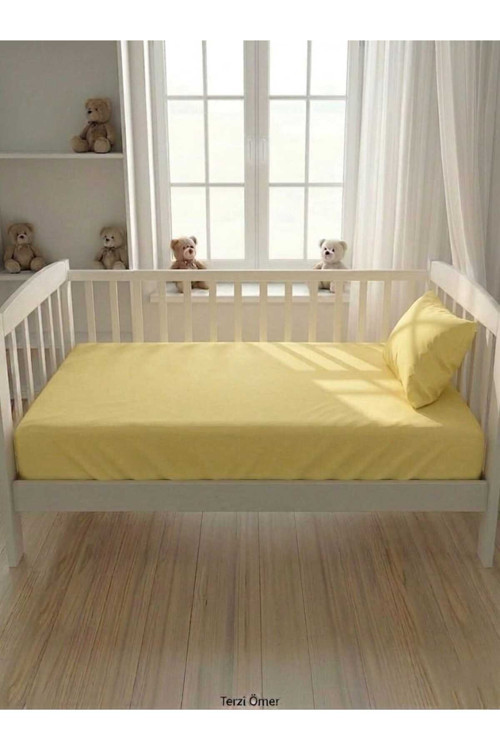 %100 Pamuk Sarı Renkli 120 x 140 cm Çarşaf ve 35 x 45 cm Yastık Kılıfı