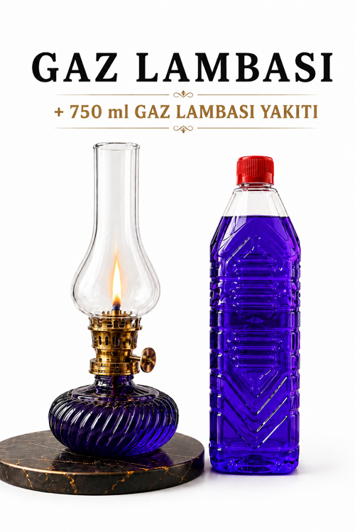 Cam Gaz Lambası 750 ml Gaz Lambası Yakıtı Hediyeli Nostaljik Aydınlatma