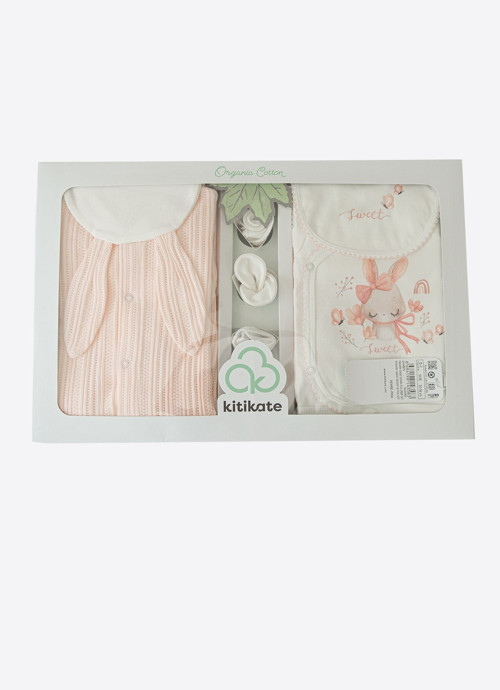 Organik Sweet Bunny 10'lu Hastane Çıkış Seti Pembe