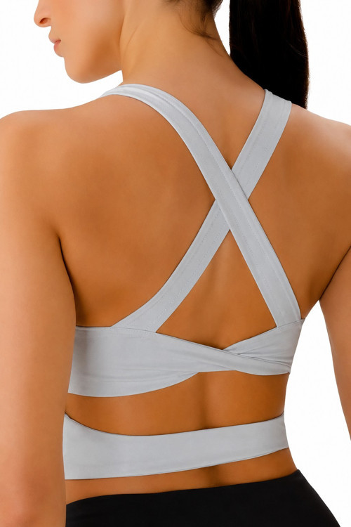 Kadın Çarpraz Sırt Detaylı Kaplı Yoga Egzersiz Fitness Spor Sütyeni CRS001