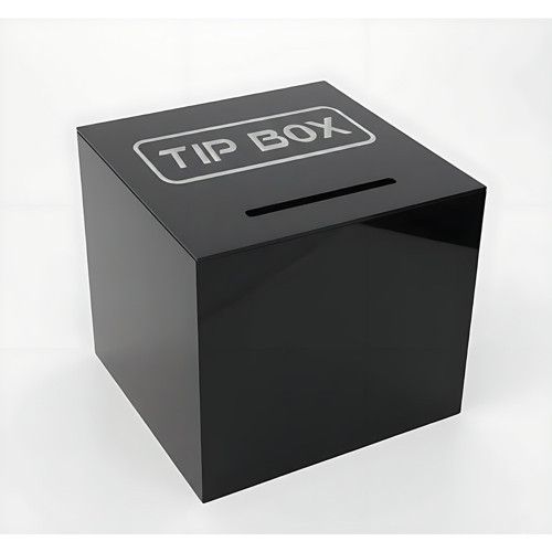 Kare Tipbox - Bahşiş Kutusu Siyah - 14x14xh13cm