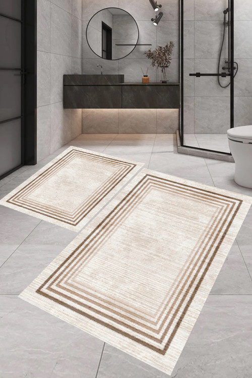 Dijital Baskı 2'Li Banyo Paspas Takımı Rvg5-Lna003 100X60+60X50 Cm