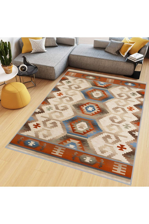 Dijital Baskı Yıkanabilir Kaymaz Taban Salon Halısı Rvg0507