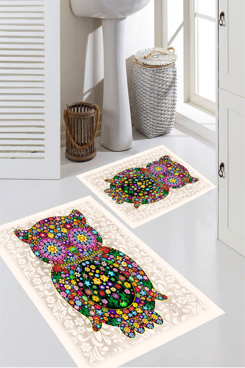 Dijital Baskı 2'Li Banyo Paspas Takımı Rvg5-1302 100X60+60X50 Cm