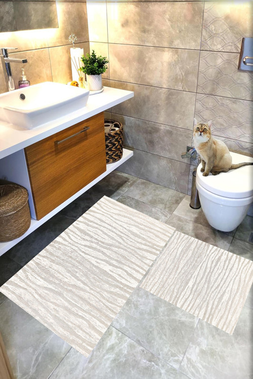 Dijital Baskı Modern Banyo Halısı İkili Banyo Paspası Rvg5-Lna0013 100X60+60X50 Cm