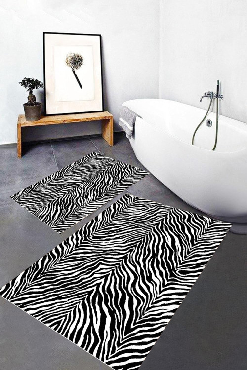 Dijital Baskı Modern Banyo Halısı İkili Banyo Paspası Rvg5-Fnl133 100X60+60X50 Cm