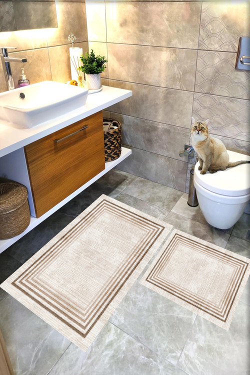 Dijital Baskı Modern Banyo Halısı İkili Banyo Paspası Rvg5-Lna003 100X60+60X50 Cm