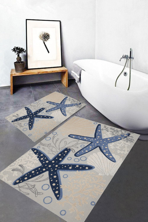 Dijital Baskı Modern Banyo Halısı İkili Banyo Paspası Rvg5-1778 100X60+60X50 Cm