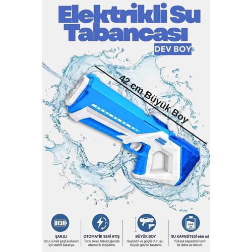 TOYS ELEKTRİKLİ SU TABANCASI 733 ŞARJLI BÜYÜK WATER GUN 23X43 CM 3+