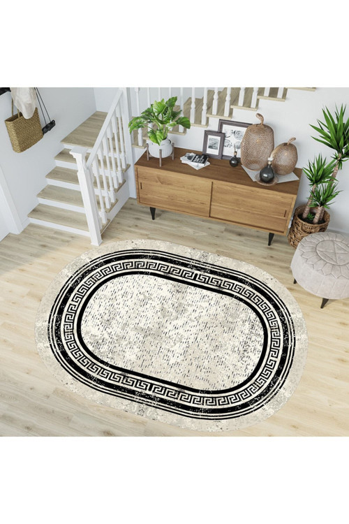 Dijital Baskı Yıkanabilir Kaymaz Taban Oval Salon Halısı Rvg7201-Sd1044