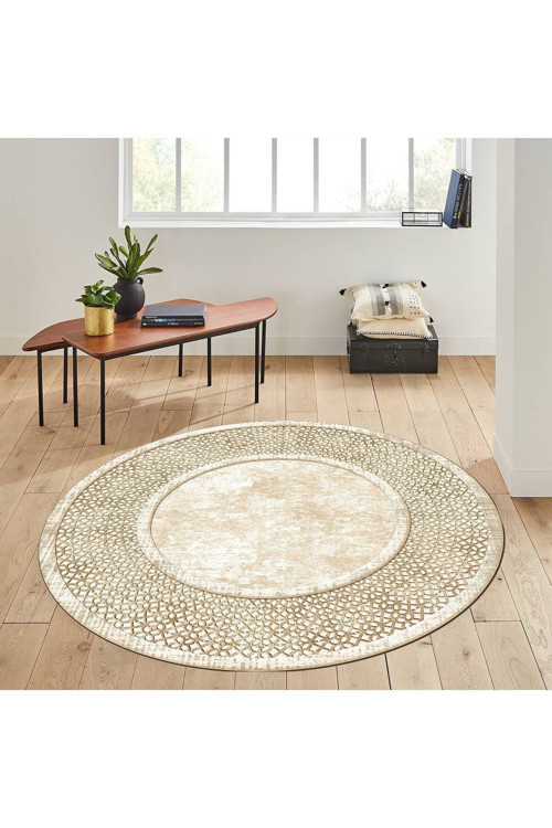 Dijital Baskı Yıkanabilir Kaymaz Taban Yuvarlak Salon Halısı Rvg7288-Sd753