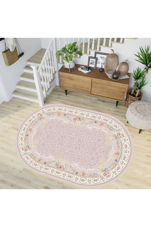 Dijital Baskı Yıkanabilir Kaymaz Taban Oval Salon Halısı Rvg7219-Hk172