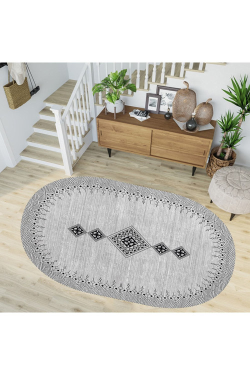 Dijital Baskı Yıkanabilir Kaymaz Taban Oval Salon Halısı Rvg7244 Sd1106