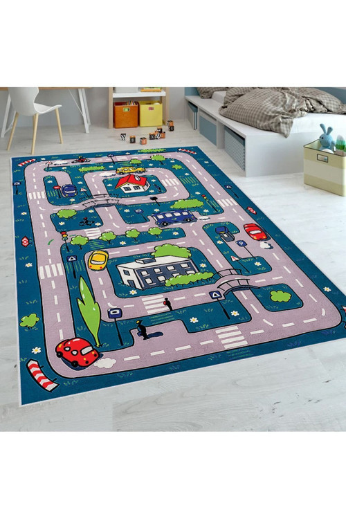 Dijital Baskı Yıkanabilir Kaymaz Taban Çocuk Halısı Rvg4105-Sd778