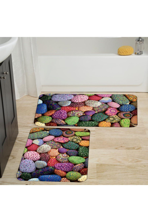 Dijital Baskılı 2'Li Banyo Paspas Takımı Rvg5016