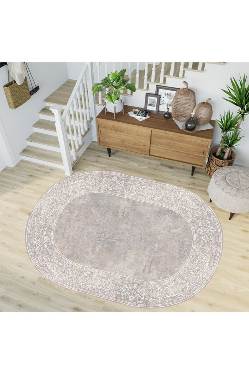 Dijital Baskı Yıkanabilir Kaymaz Taban Oval Salon Halısı Rvg7194-Ht372