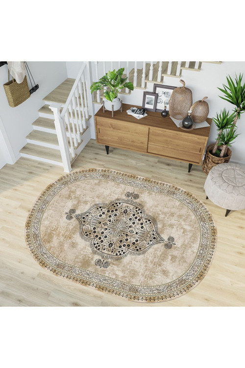 Dijital Baskı Yıkanabilir Kaymaz Taban Oval Salon Halısı Rvg7198-Sd482