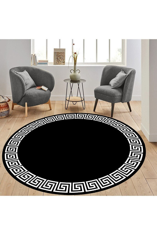 Dijital Baskı Yıkanabilir Kaymaz Taban Yuvarlak Salon Halısı Rvg7302-Hs417