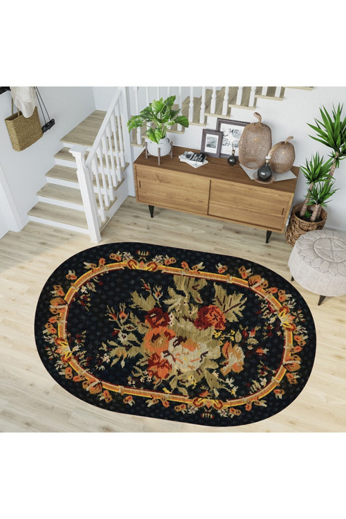 Dijital Baskı Yıkanabilir Kaymaz Taban Oval Salon Halısı Rvg7269-Ht452