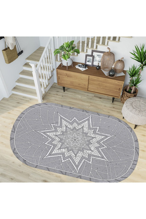 Dijital Baskı Yıkanabilir Kaymaz Taban Oval Salon Halısı Rvg7250-Hs204