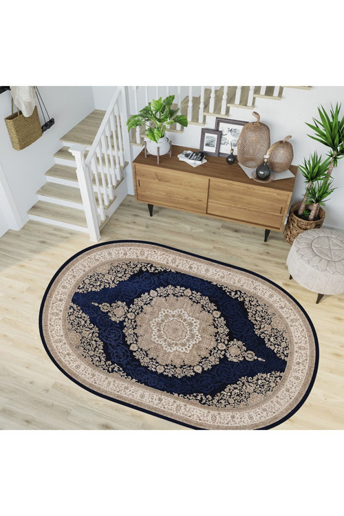 Dijital Baskı Yıkanabilir Kaymaz Taban Oval Salon Halısı Rvg7227-Ht996