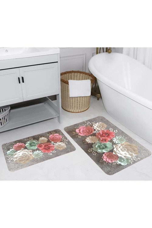 Dijital Baskılı 2'Li Banyo Paspas Takımı Rvg5233