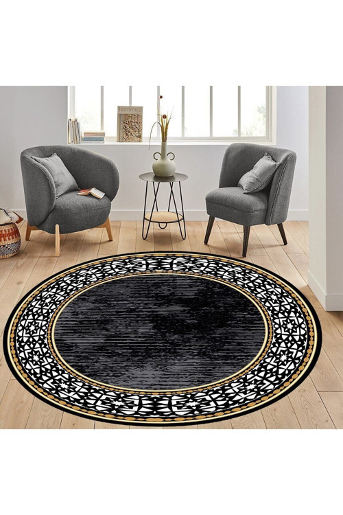Dijital Baskı Yıkanabilir Kaymaz Taban Yuvarlak Salon Halısı Rvg7306-Ht1481