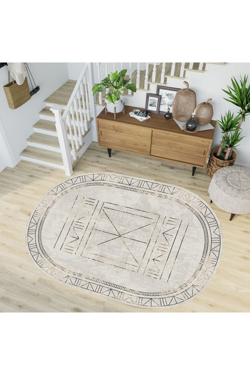 Dijital Baskı Yıkanabilir Kaymaz Taban Oval Salon Halısı Rvg7195-Ht399