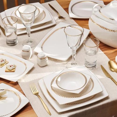 Başak Gold Fıne Bone Yemek Takımı 60 Parça Kare