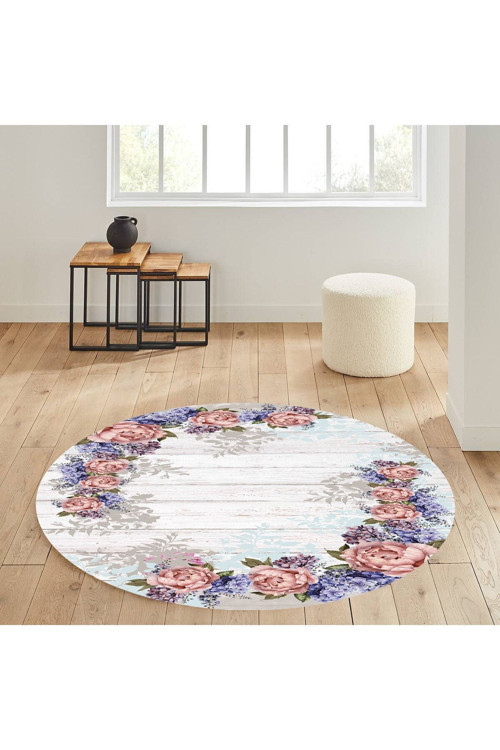 Dijital Baskı Yıkanabilir Kaymaz Taban Yuvarlak Salon Halısı Rvg7333-Hs454