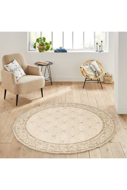 Dijital Baskı Yıkanabilir Kaymaz Taban Yuvarlak Halı Rvg7154