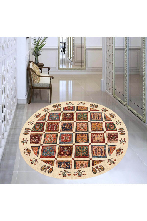 Dijital Baskı Yıkanabilir Kaymaz Taban Yuvarlak Salon Halısı Rvg7345-Ht648