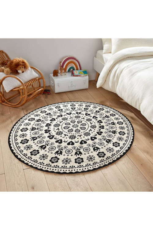 Dijital Baskı Yıkanabilir Kaymaz Taban Yuvarlak Halı Rvg7176
