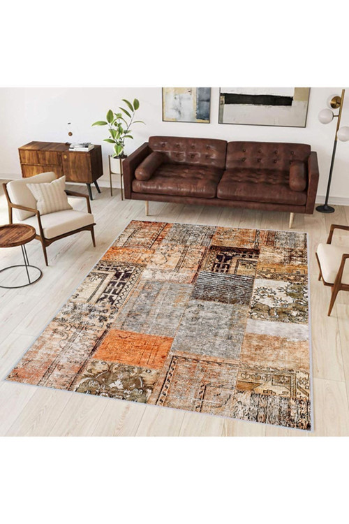 Dijital Baskı Yıkanabilir Kaymaz Taban Salon Halısı Rvg1673