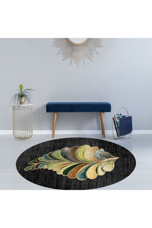 Dijital Baskı Yıkanabilir Kaymaz Taban Oval Halı