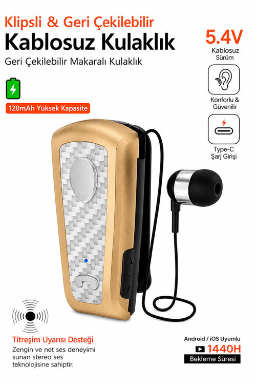 Titreşimli Kablosuz Makaralı Kulaklık Titreşimli Bluetooth Kulaklık 15 Saat