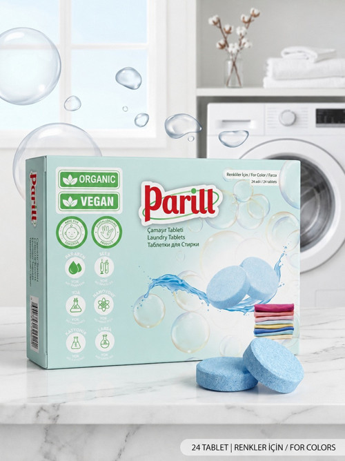 Organik ve Vegan Çamaşır Tableti – Renkliler İçin (24 Adet)