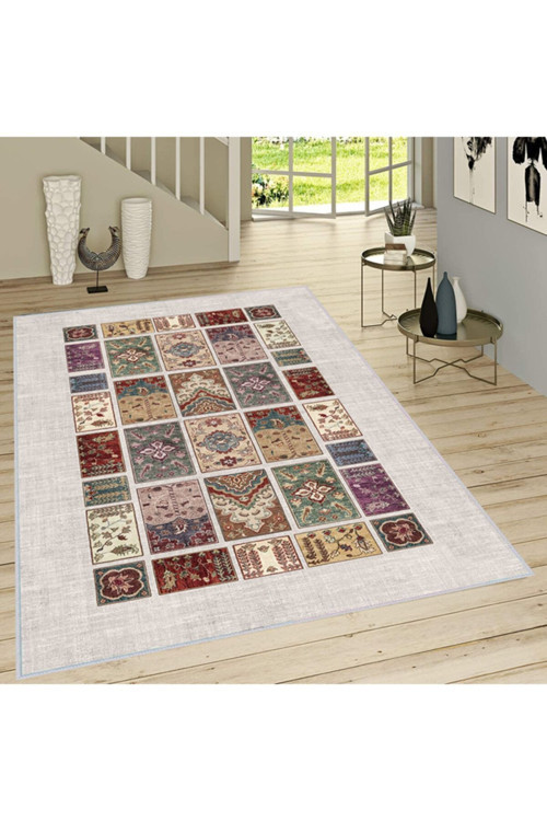 Dijital Baskı Yıkanabilir Kaymaz Taban Salon Halısı Rvg1479