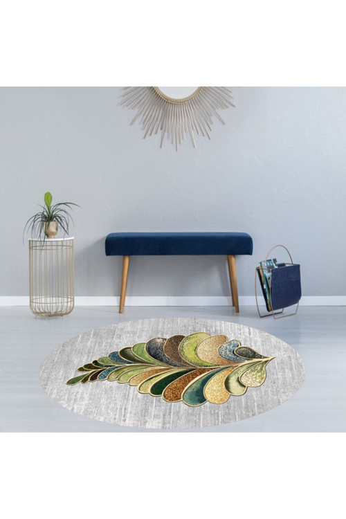 Dijital Baskı Yıkanabilir Kaymaz Taban Oval Halı