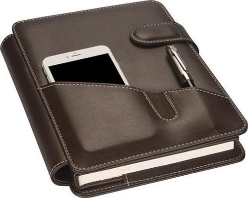 2026 YENİ YIL TARİHLİ GÜNLÜK ÇİZGİLİ 17*24 CM İÇ AJANDALI TELEFON KILIFI KAPAKLI DERİ ORGANİZER KAHVERENGİ