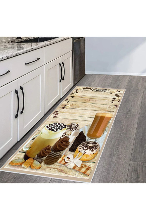 Dijital Baskı Yıkanabilir Kaymaz Taban Mutfak Halısı Rvg2118